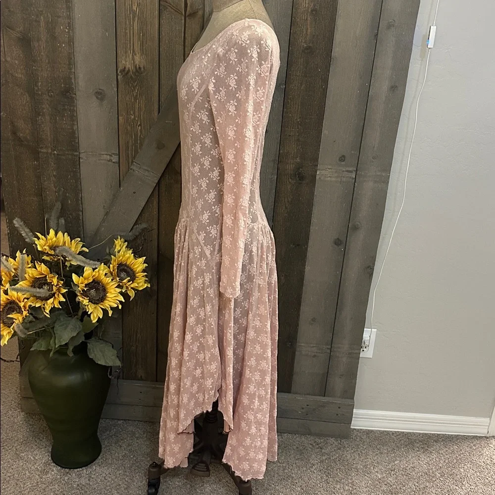Free People Boho NWT Dial For Drama Dusty Rose Lace Midi Slip Dress | Size Med - Picture 6 of 12